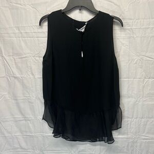 DVF New Slice Black Sleeveless Silk Top Size M